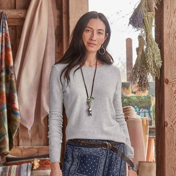 NWT SUNDANCE Keyes Cashmere Sweater/ SILVER GREY - Picture 1 of 2